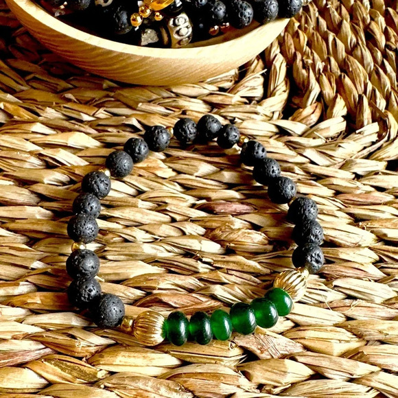 Lava rock and untreated beaded bracelet/protection and joy bracelet - Picture 1 of 7